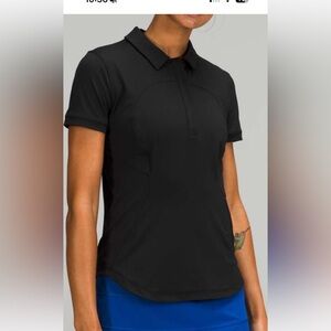 lululemon athletica Women's Black Quick Dry Short Sleeve Polo Shirt